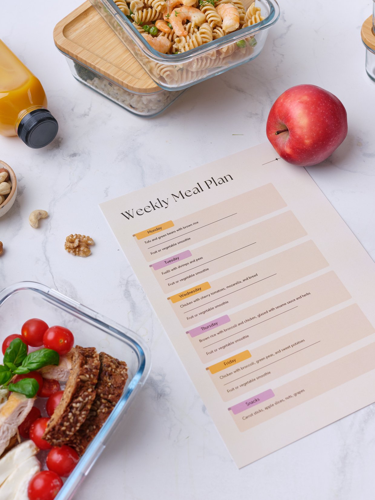 Meal Plan with Ingredients